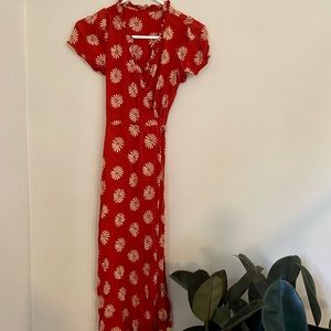 Madewell Daisy Daydream Ruffle Edge Wrap Midi Dress